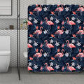 Dark Tropical Flamingo Pattern Print Polyester Shower Curtain
