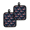 Dark Tropical Flamingo Pattern Print Pot Holders