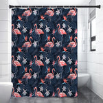 Dark Tropical Flamingo Pattern Print Premium Shower Curtain