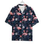 Dark Tropical Flamingo Pattern Print Rayon Hawaiian Shirt