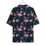 Dark Tropical Flamingo Pattern Print Rayon Hawaiian Shirt