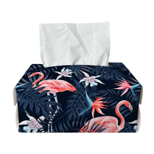 Dark Tropical Flamingo Pattern Print Rectangle Tissue Box Cover