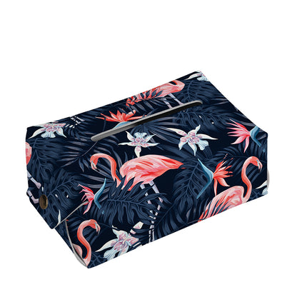 Dark Tropical Flamingo Pattern Print Rectangle Tissue Box Cover