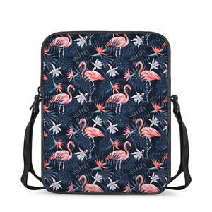 Dark Tropical Flamingo Pattern Print Rectangular Crossbody Bag