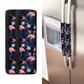 Dark Tropical Flamingo Pattern Print Refrigerator Handle Covers