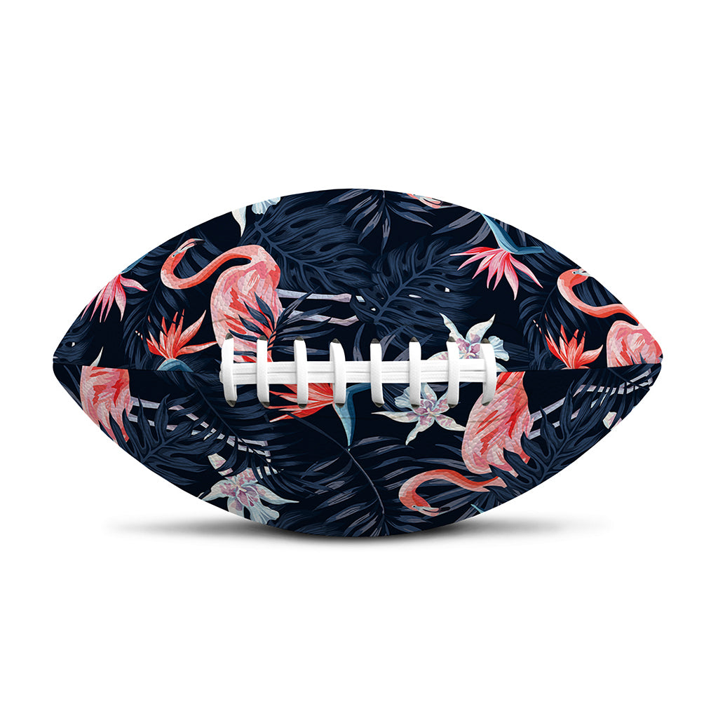 Dark Tropical Flamingo Pattern Print Rugby Ball