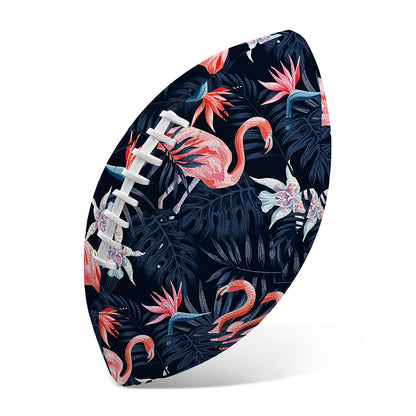 Dark Tropical Flamingo Pattern Print Rugby Ball