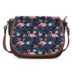 Dark Tropical Flamingo Pattern Print Saddle Bag