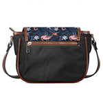 Dark Tropical Flamingo Pattern Print Saddle Bag