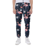 Dark Tropical Flamingo Pattern Print Scuba Joggers
