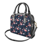 Dark Tropical Flamingo Pattern Print Shoulder Handbag