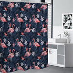 Dark Tropical Flamingo Pattern Print Shower Curtain