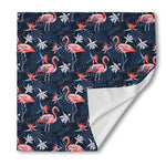 Dark Tropical Flamingo Pattern Print Silk Bandana