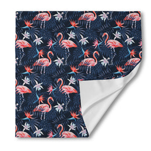 Dark Tropical Flamingo Pattern Print Silk Bandana