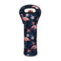 Dark Tropical Flamingo Pattern Print Single Neoprene Wine Tote