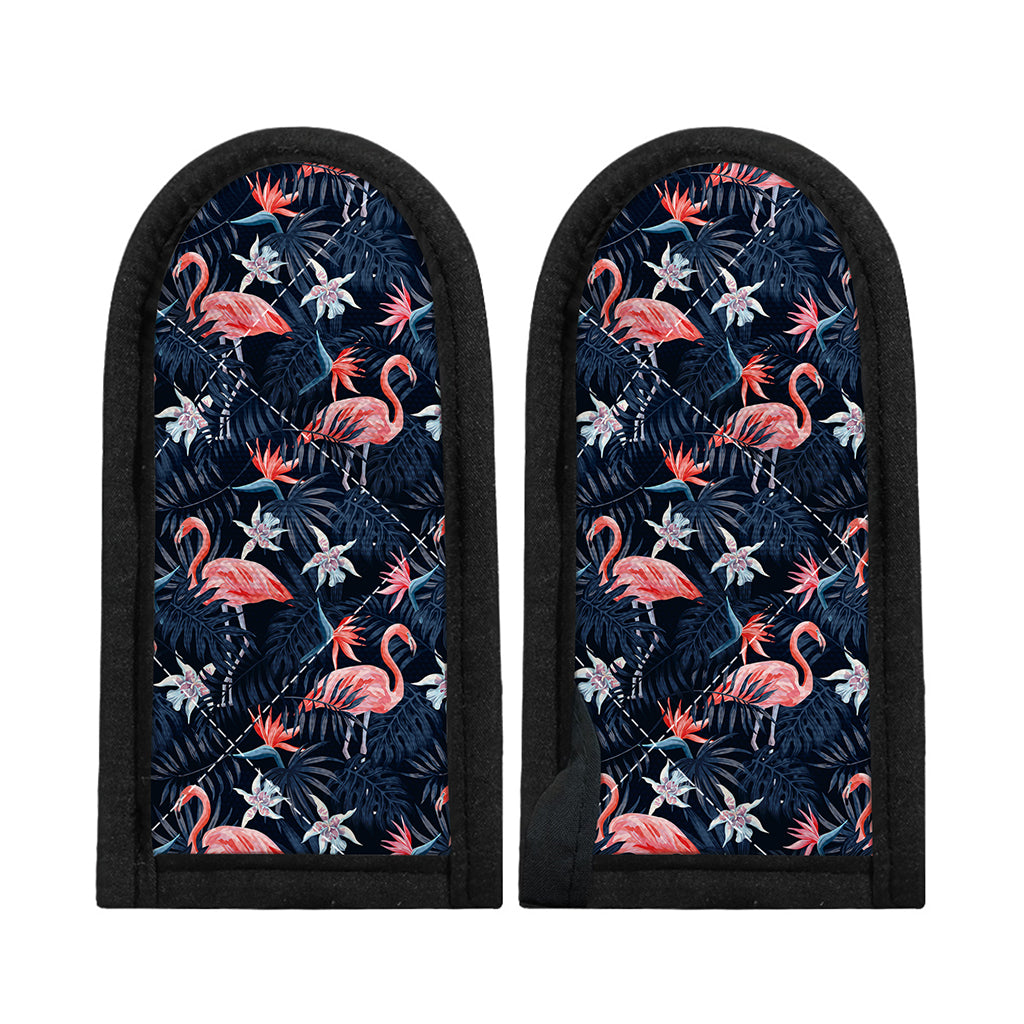 Dark Tropical Flamingo Pattern Print Skillet Handle Cover