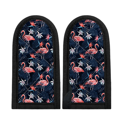 Dark Tropical Flamingo Pattern Print Skillet Handle Cover