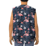 Dark Tropical Flamingo Pattern Print Sleeveless Baseball Jersey