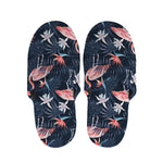Dark Tropical Flamingo Pattern Print Slippers