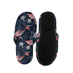 Dark Tropical Flamingo Pattern Print Slippers