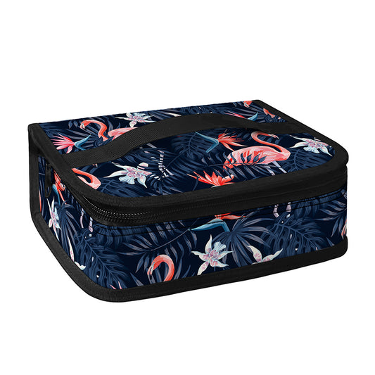 Dark Tropical Flamingo Pattern Print Small Lunch Bag
