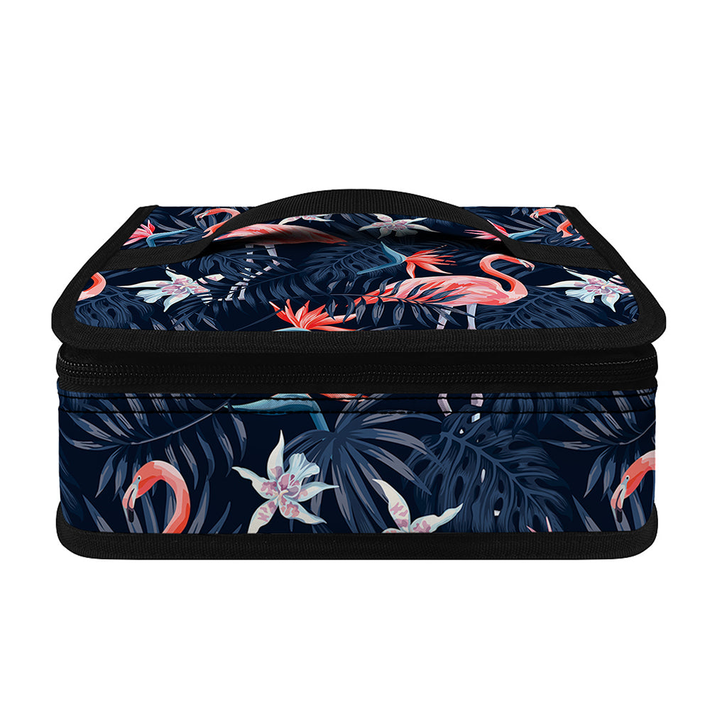 Dark Tropical Flamingo Pattern Print Small Lunch Bag