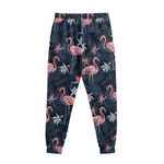 Dark Tropical Flamingo Pattern Print Sweatpants