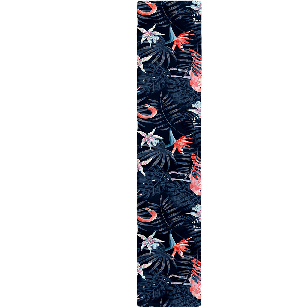 Dark Tropical Flamingo Pattern Print Table Runner