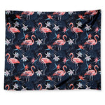 Dark Tropical Flamingo Pattern Print Tapestry
