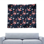 Dark Tropical Flamingo Pattern Print Tapestry