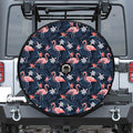 Dark Tropical Flamingo Pattern Print Tire Cover With Camera Hole