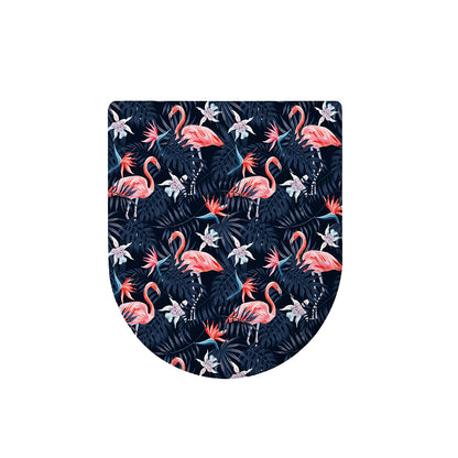 Dark Tropical Flamingo Pattern Print Toilet Lid Cover