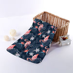 Dark Tropical Flamingo Pattern Print Towel