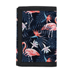 Dark Tropical Flamingo Pattern Print Trifold Wallet