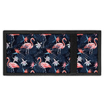 Dark Tropical Flamingo Pattern Print Trifold Wallet