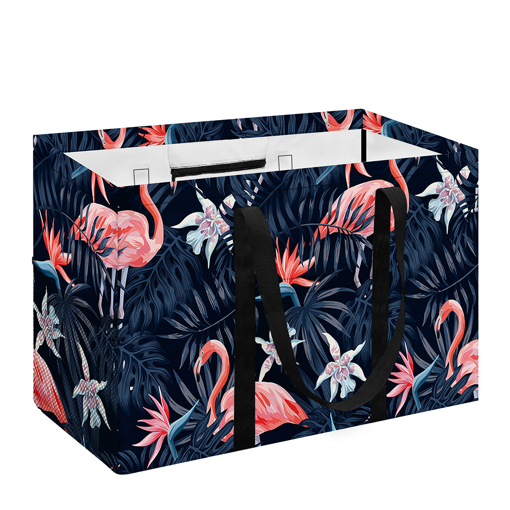 Dark Tropical Flamingo Pattern Print Utility Tote Bag