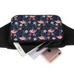 Dark Tropical Flamingo Pattern Print Waist Bag