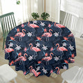 Dark Tropical Flamingo Pattern Print Waterproof Round Tablecloth