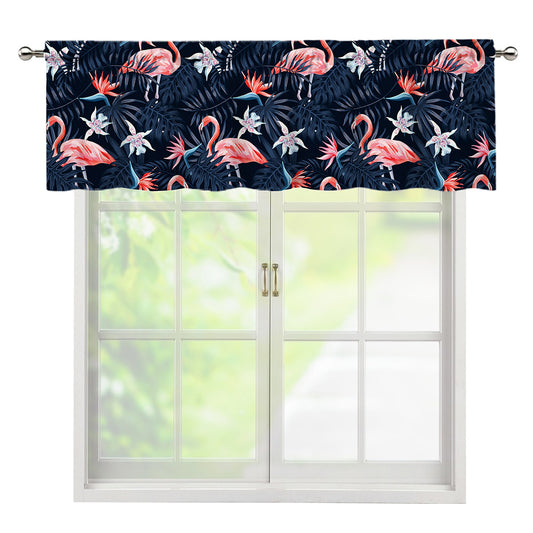 Dark Tropical Flamingo Pattern Print Window Valance