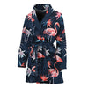 Dark Tropical Flamingo Pattern Print Women's Bathrobe