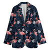 Dark Tropical Flamingo Pattern Print Women's Cotton Blazer