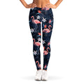 Dark Tropical Flamingo Pattern Print Women's Leggings