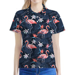 Dark Tropical Flamingo Pattern Print Women's Polo Shirt
