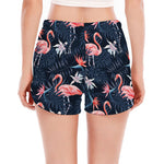 Dark Tropical Flamingo Pattern Print Women's Split Running Shorts