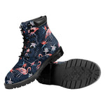 Dark Tropical Flamingo Pattern Print Work Boots