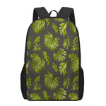 Dark Tropical Leaf Pattern Print 17 Inch Backpack