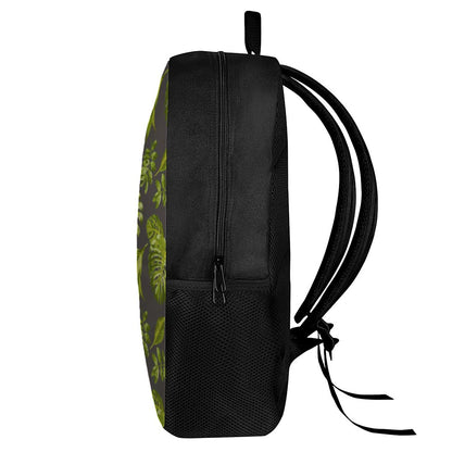 Dark Tropical Leaf Pattern Print 17 Inch Backpack