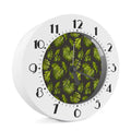 Dark Tropical Leaf Pattern Print Alarm Clock