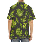 Dark Tropical Leaf Pattern Print Aloha Shirt