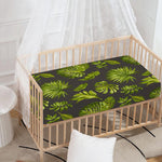 Dark Tropical Leaf Pattern Print Baby Crib Sheet